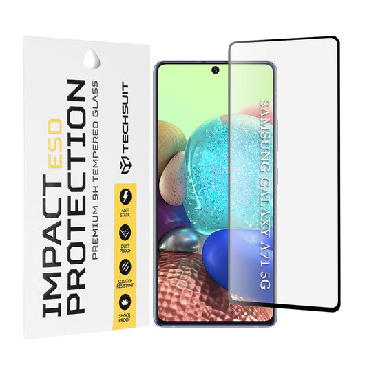 Ochranná fólie na displej Techsuit pro Samsung Galaxy M51 M515 / A71 5G A716 / Note10 Lite N770 / A71 A715, tvrzené sklo, plné lepidlo, černá