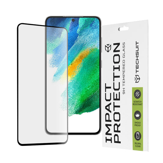 Ochranná fólie na displej Techsuit pro Samsung Galaxy S21 FE 5G G990, tvrzené sklo, Full Glue, 111D, černá