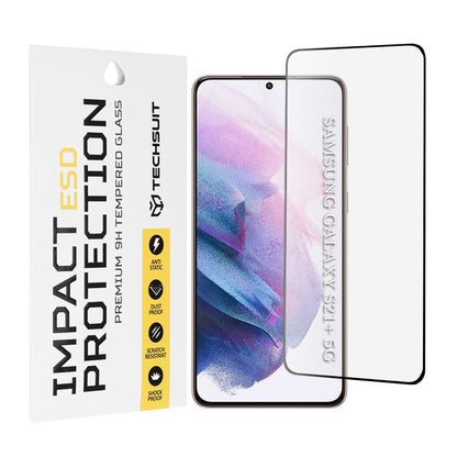 Ochranná fólie na displej Techsuit pro Samsung Galaxy S21+ 5G G996, tvrzené sklo, plné lepidlo, černá