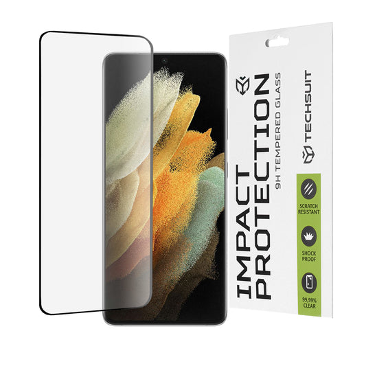 Ochranná fólie na displej Techsuit pro Samsung Galaxy S21 Ultra 5G G998, tvrzené sklo, plné lepidlo, 111D, černá