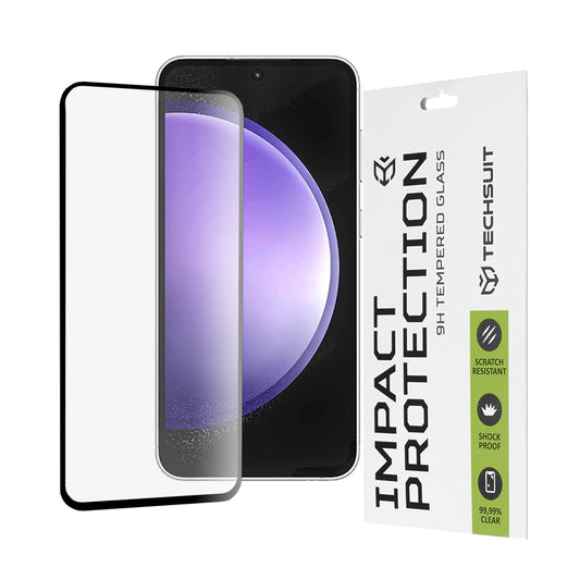 Ochranná fólie na displej Techsuit pro Samsung Galaxy S23 FE S711, tvrzené sklo, Full Glue, 111D, černá