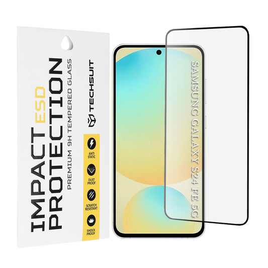 Ochranná fólie na displej Techsuit pro Samsung Galaxy S24 FE S721, tvrzené sklo, plné lepidlo, černá