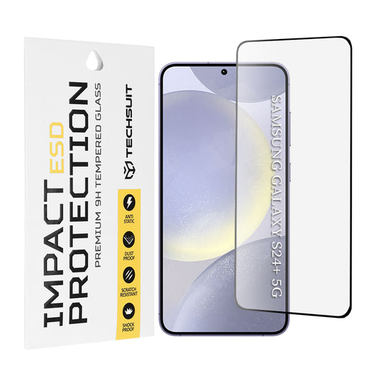 Ochranná fólie na displej Techsuit pro Samsung Galaxy S24+ S926, tvrzené sklo, plné lepidlo, černá