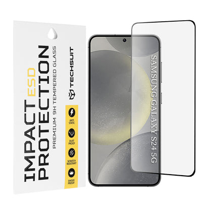 Ochranná fólie na displej Techsuit pro Samsung Galaxy S24 S921, tvrzené sklo, plné lepidlo, černá