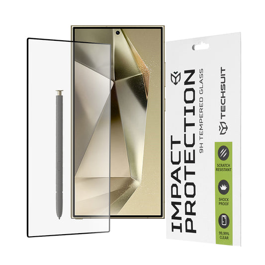 Ochranná fólie na displej Techsuit pro Samsung Galaxy S24 Ultra S928, tvrzené sklo, plné lepidlo, 111D, černá