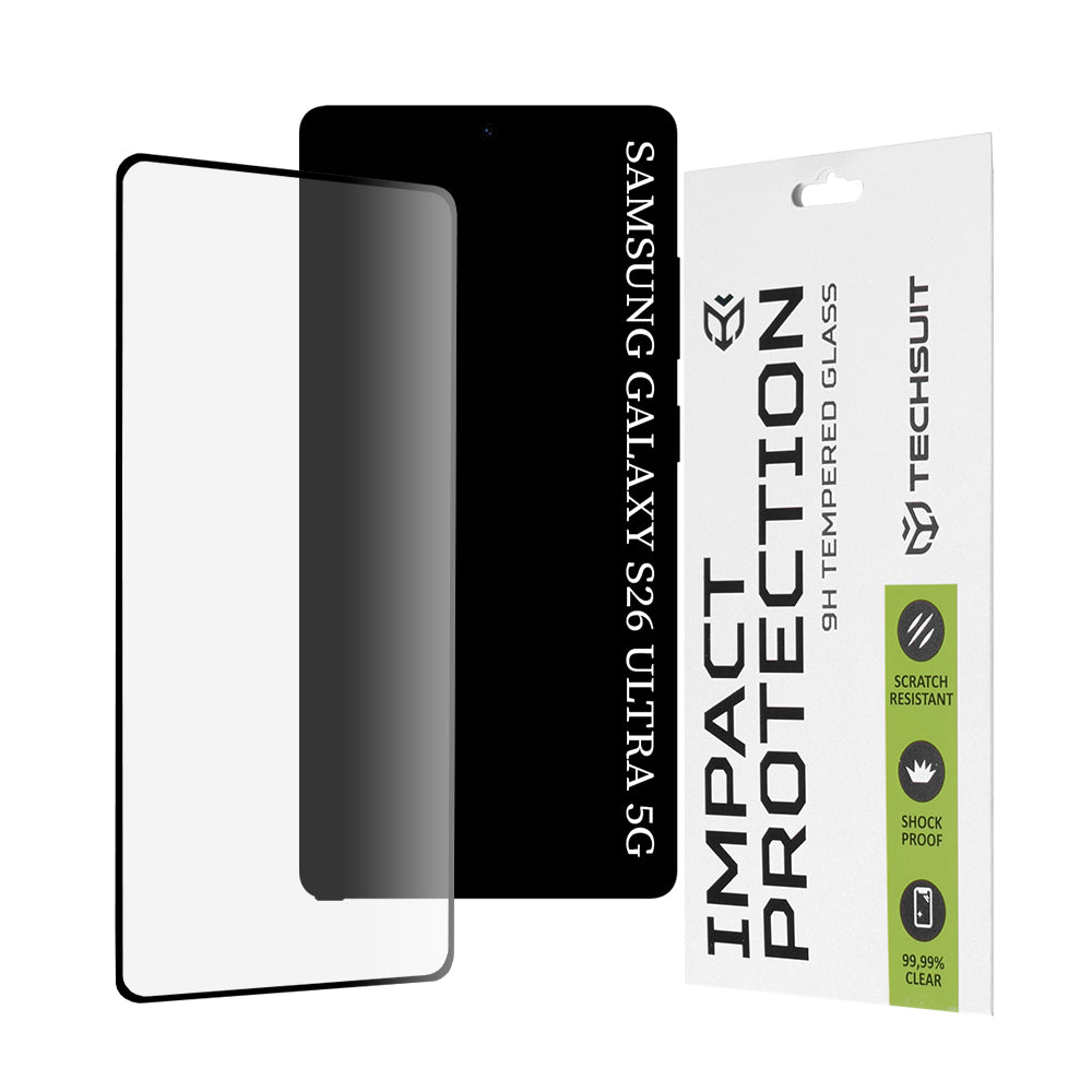 Ochranná fólie na displej Techsuit pro Samsung Galaxy S26 Ultra, Tvrzené sklo, Full Glue, 111D, Černá