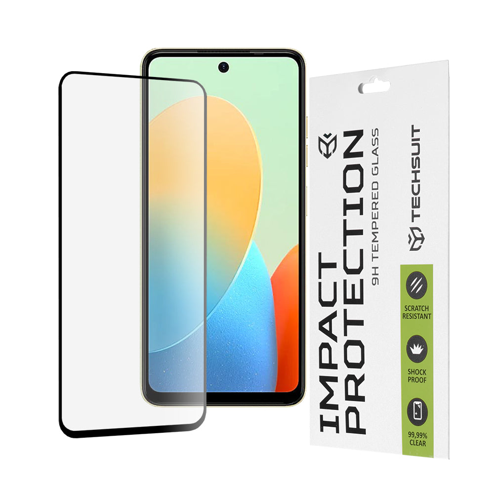 Ochranná fólie na displej Techsuit pro Tecno Spark 20 / Spark Go 2024 / Spark 20C / Smart 8 / Hot 40i, tvrzené sklo, plné lepidlo, 111D, černá