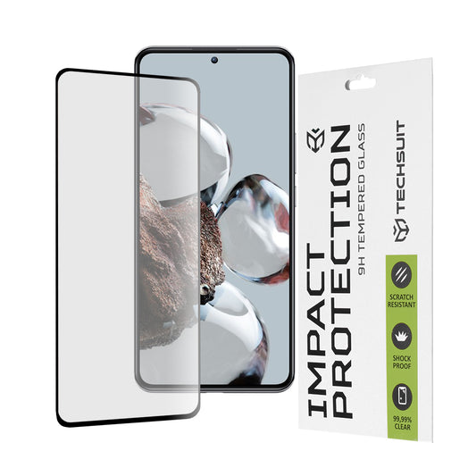 Ochranná fólie na displej Techsuit pro Xiaomi 12T / 12T Pro, tvrzené sklo, plné lepidlo, 111D, černá