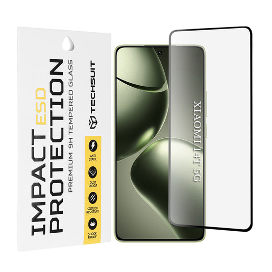 Ochranná fólie na displej Techsuit pro Xiaomi 14T Pro / 14T, tvrzené sklo, plné lepidlo, černá