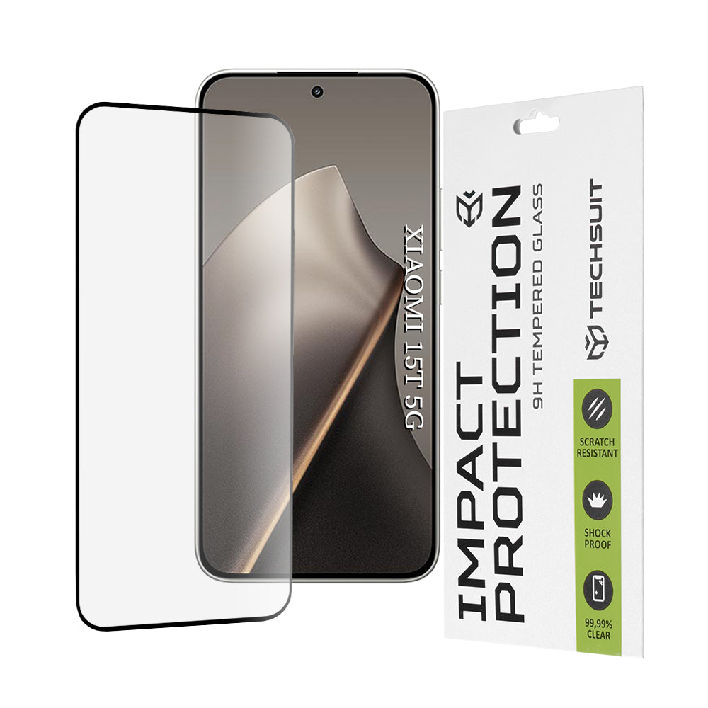 Ochranná fólie Techsuit na displej pro Xiaomi 15T, Tvrzené sklo, Full Glue, 111D, Černá