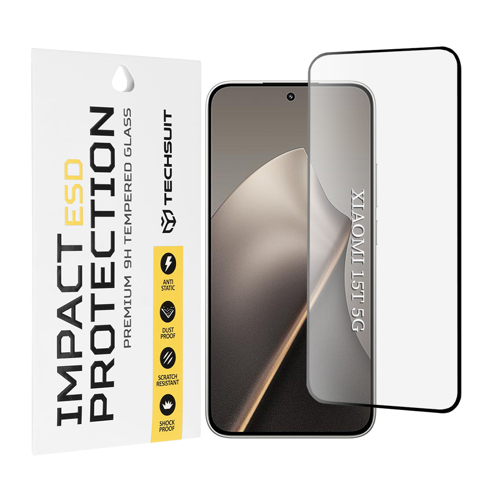 Ochranná fólie na displej Techsuit pro Xiaomi 15T, Tvrzené sklo, Full Glue, Černá