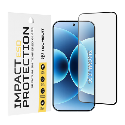Ochranná fólie Techsuit pro Xiaomi 17, Tvrzené sklo, Full Glue, Černá