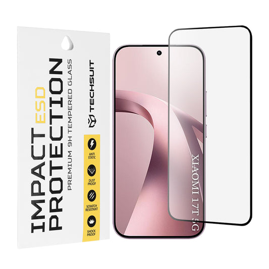 Ochranná fólie na displej Techsuit pro Xiaomi 17T, tvrzené sklo, plné lepidlo, černá