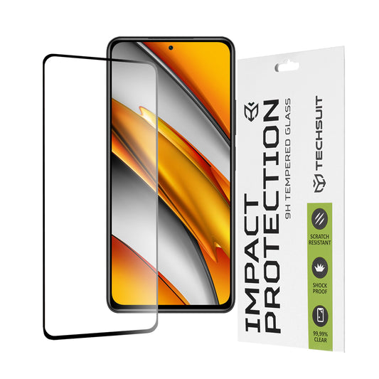 Ochranná fólie na displej Techsuit pro Xiaomi Poco F3 / Mi 11i, tvrzené sklo, Full Glue, 111D, černá