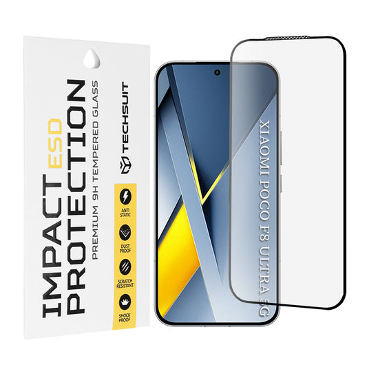 Ochranná fólie Techsuit na displej pro Xiaomi Poco F8 Ultra, Tvrzené sklo, Full Glue, Černá