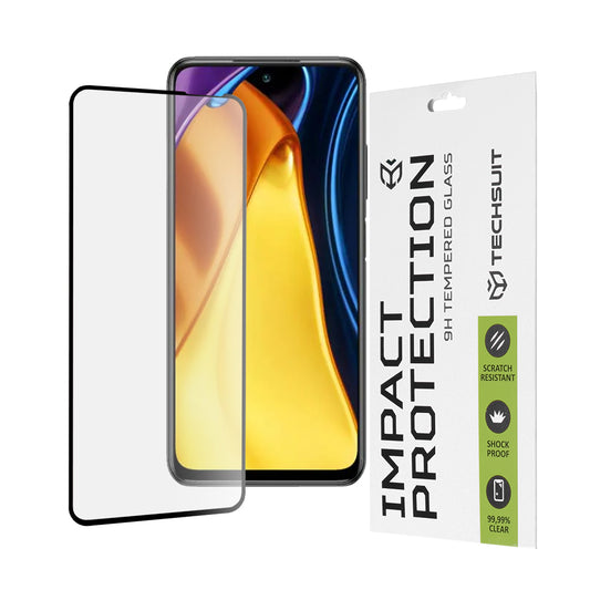 Ochranná fólie na displej Techsuit pro Xiaomi Poco M3 Pro 5G / Redmi Note 10 5G, tvrzené sklo, plné lepidlo, 111D, černá