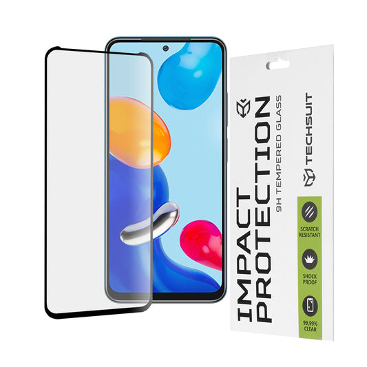 Ochranná fólie na displej Techsuit pro Xiaomi Poco M4 Pro / Redmi Note 11S / Note 11, tvrzené sklo, plné lepidlo, 111D, černá
