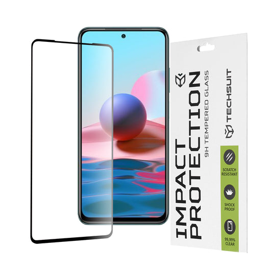 Ochranná fólie na displej Techsuit pro Xiaomi Poco M5s / Redmi Note 10S / Note 10, tvrzené sklo, plné lepidlo, 111D, černá