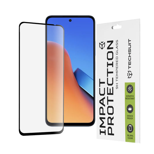 Ochranná fólie na displej Techsuit pro Xiaomi Poco M6 4G / Redmi 13 / 12 5G / 12, tvrzené sklo, plné lepidlo, 111D, černá
