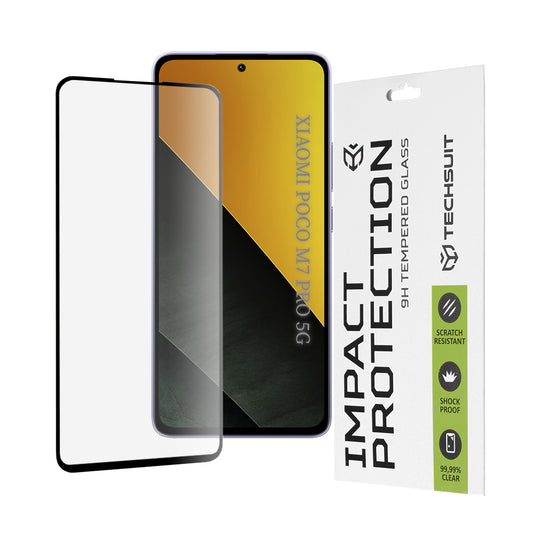 Ochranná fólie na displej Techsuit pro Xiaomi Poco M7 Pro 5G, tvrzené sklo, Full Glue, 111D, černá