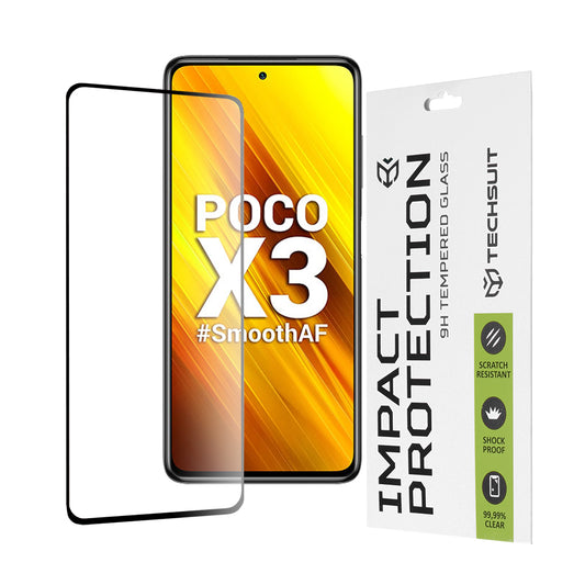 Ochranná fólie na displej Techsuit pro Xiaomi Poco X3 Pro / X3 NFC / X3, tvrzené sklo, Full Glue, 111D, černá