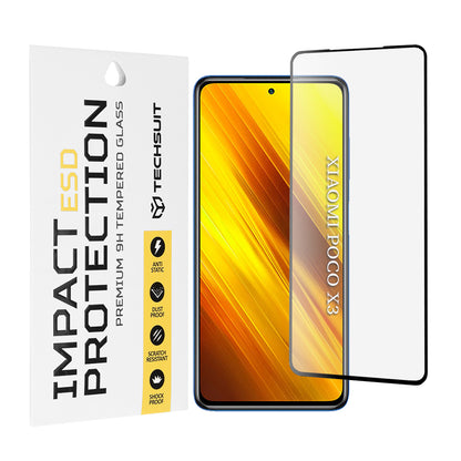 Ochranná fólie na displej Techsuit pro Xiaomi Poco X3 Pro / X3 NFC / X3, tvrzené sklo, plné lepidlo, černá