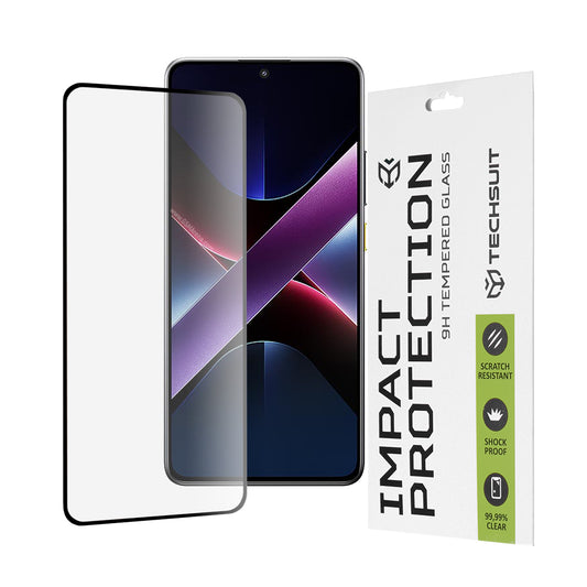 Ochranná fólie na displej Techsuit pro Xiaomi Poco X7 Pro, tvrzené sklo, plné lepidlo, 111D, černá