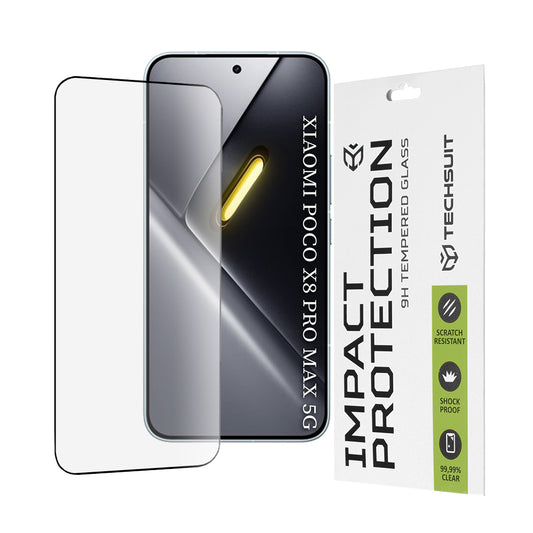 Ochranná fólie Techsuit na displej pro Xiaomi Poco X8 Pro Max, Tvrzené sklo, Full Glue, 111D, Černá