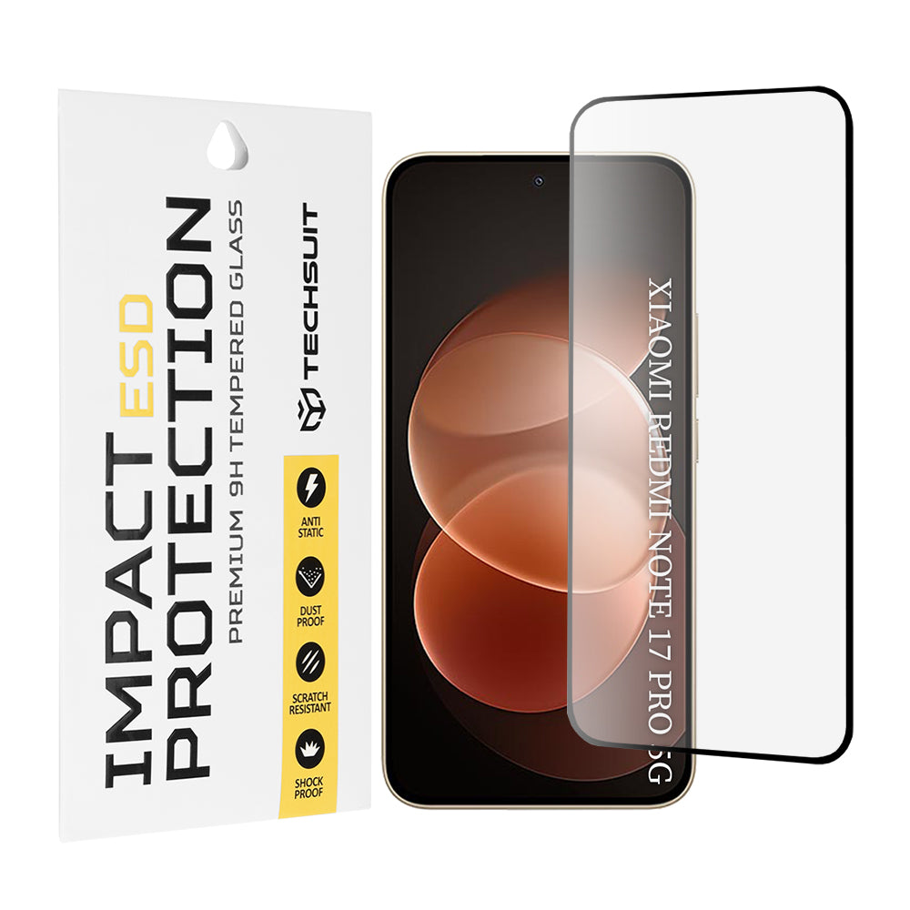 Ochranná fólie na displej Techsuit pro Xiaomi Poco X8 / Redmi Note 17 Pro / Note 17 Pro Max, tvrzené sklo, celoplošné lepení, černá