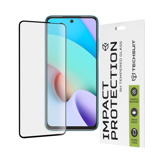 Ochranná fólie na displej Techsuit pro Xiaomi Redmi 10 2022 / 10 (2021), tvrzené sklo, Full Glue, 111D, černá