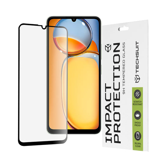 Ochranná fólie na displej Techsuit pro Xiaomi Redmi 13C 5G / 13C / Poco C65, tvrzené sklo, Full Glue, 111D, černá