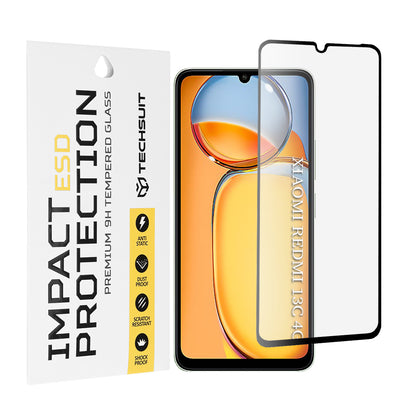 Ochranná fólie na displej Techsuit pro Xiaomi Redmi 13C 5G / 13C / Poco C65, tvrzené sklo, plné lepidlo, černá