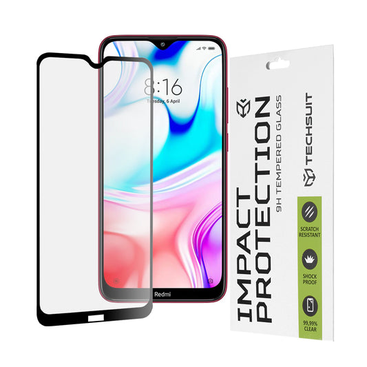Ochranná fólie na displej Techsuit pro Xiaomi Redmi 8A / 8, tvrzené sklo, Full Glue, 111D, černá