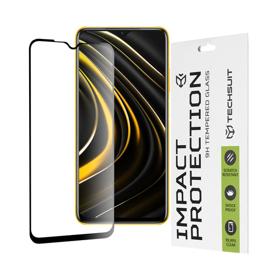 Ochranná fólie na displej Techsuit pro Xiaomi Redmi 9 Power / 9T / Poco M3, tvrzené sklo, Full Glue, 111D, černá