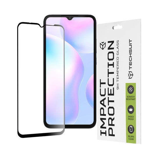 Ochranná fólie na displej Techsuit pro Xiaomi Redmi A2+ / A2 / A1+ / A1 / 10A, tvrzené sklo, plné lepidlo, 111D, černá