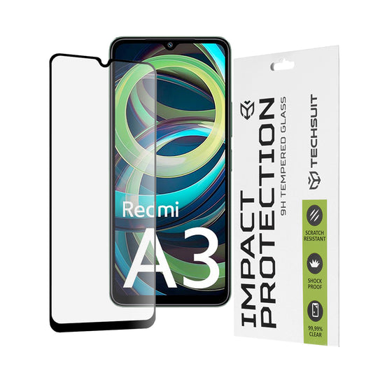 Ochranná fólie na displej Techsuit pro Xiaomi Redmi A3x / A3, tvrzené sklo, Full Glue, 111D, černá