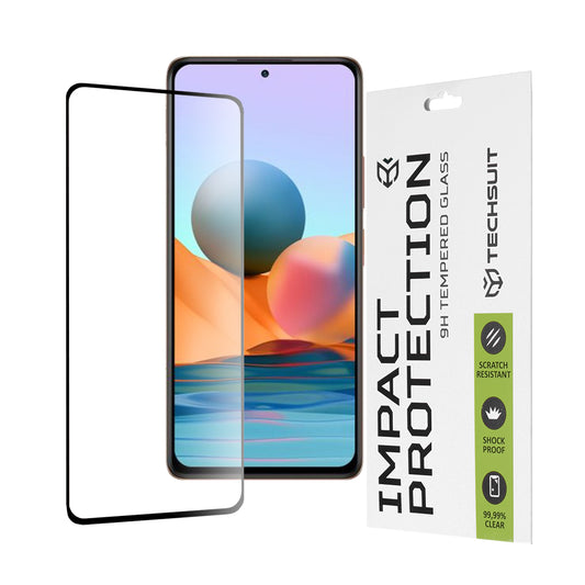 Ochranná fólie na displej Techsuit pro Xiaomi Redmi Note 10 Pro Max / Note 10 Pro, tvrzené sklo, plné lepidlo, 111D, černá
