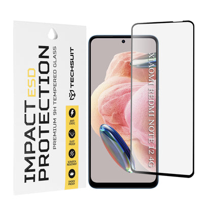 Ochranná fólie na displej Techsuit pro Xiaomi Redmi Note 12 4G / Note 12 5G / Poco X5, tvrzené sklo, plné lepidlo, černá