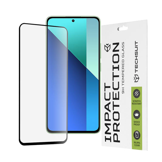 Ochranná fólie na displej Techsuit pro Xiaomi Redmi Note 13 4G, tvrzené sklo, plné lepidlo, 111D, černá