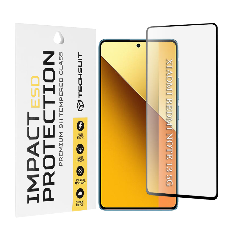 Ochranná fólie na displej Techsuit pro Xiaomi Redmi Note 13 5G, tvrzené sklo, plné lepidlo, černá