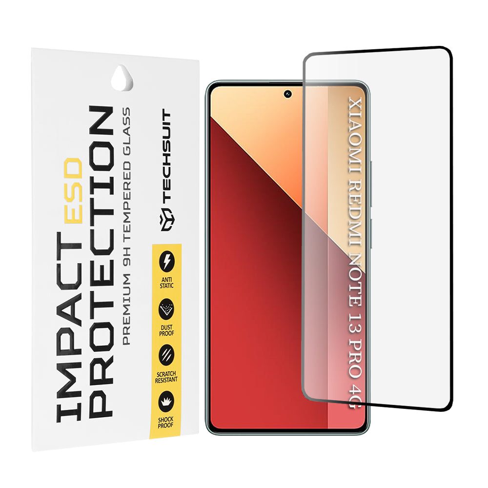 Ochranná fólie na displej Techsuit pro Xiaomi Redmi Note 13 Pro 4G / Poco M6 Pro 4G, tvrzené sklo, plné lepidlo, černá