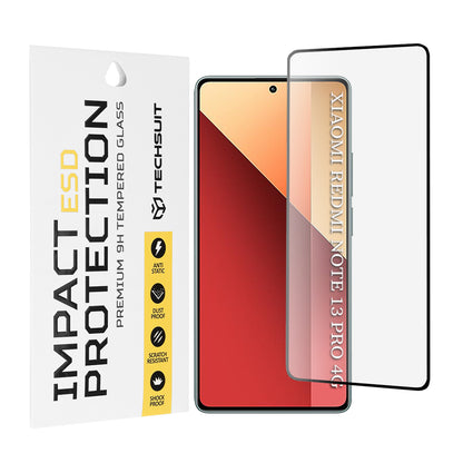 Ochranná fólie na displej Techsuit pro Xiaomi Redmi Note 13 Pro 4G / Poco M6 Pro 4G, tvrzené sklo, plné lepidlo, černá