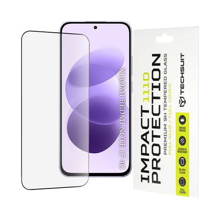 Ochranné sklo na displej Techsuit pro Xiaomi Redmi Note 17 4G / Note 17 5G, tvrzené sklo, celoplošné lepení, 111D, černé