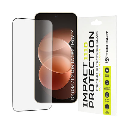 Ochranná fólie na displej Techsuit pro Xiaomi Redmi Note 17 Pro / Note 17 Pro Max, tvrzené sklo, plné lepidlo, 111D, černá