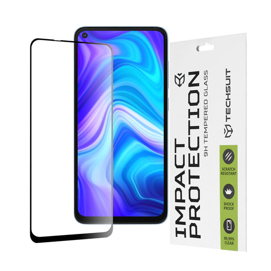 Ochranná fólie na displej Techsuit pro Xiaomi Redmi Note 9 / 10X 4G, tvrzené sklo, plné lepidlo, 111D, černá