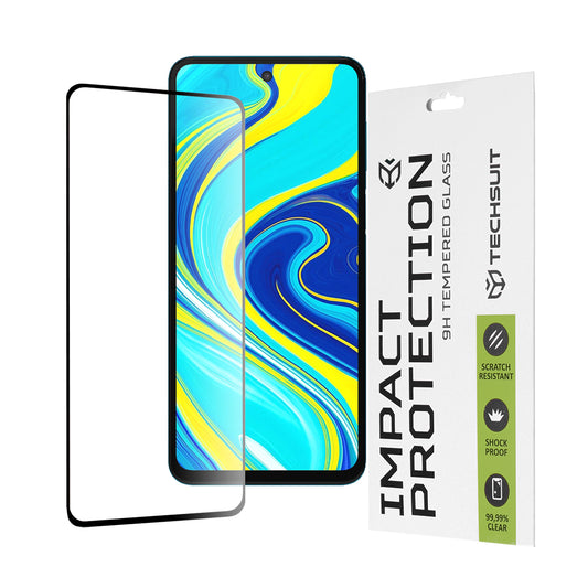Ochranná fólie na displej Techsuit pro Xiaomi Redmi Note 9S / Note 9 Pro / Note 9 Pro Max, tvrzené sklo, Full Glue, 111D, černá