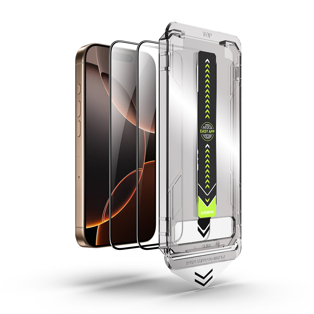 Ochranná fólie na displej Techsuit TitanGlass pro Apple iPhone 16 / 15, tvrzené sklo, plné lepidlo, sada 2 kusů, černá