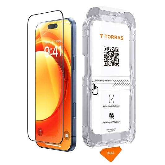 Ochranná fólie na displej Torras HD Shield pro Apple iPhone 18 Pro / 17 Pro, tvrzené sklo, plné lepidlo, černá