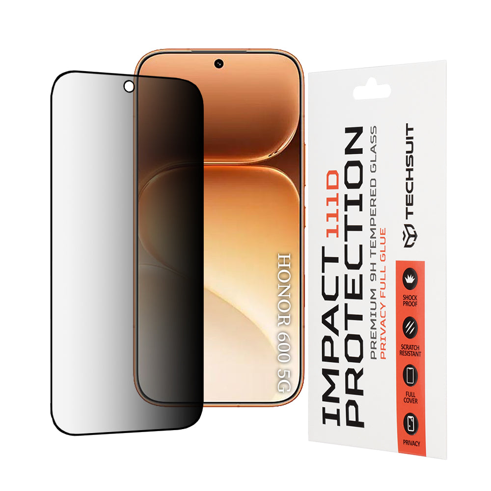 Ochranná fólie Privacy Techsuit pro Honor 600 Pro / 600, tvrzené sklo, plné lepidlo, 111D