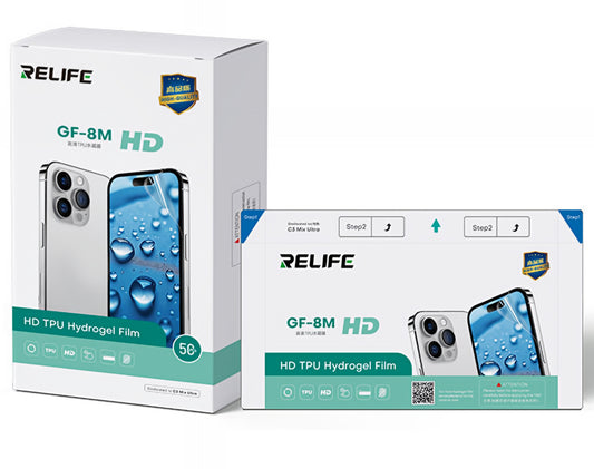 Hydrogelová / TPU fólie Relife GF-8M pro UV vakuové laminovací zařízení Sunshine C3 Mix Ultra, 120mm x 210mm, sada 50 kusů